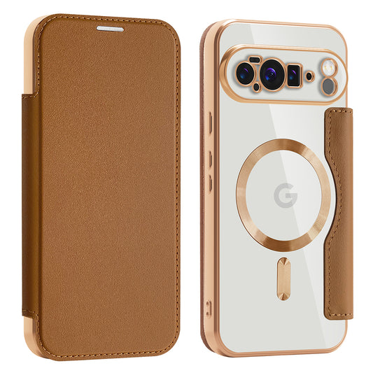 Custodia MagSafe per Google Pixel 10 Pro XL, Techsuit, SmartMag Book, Marrone