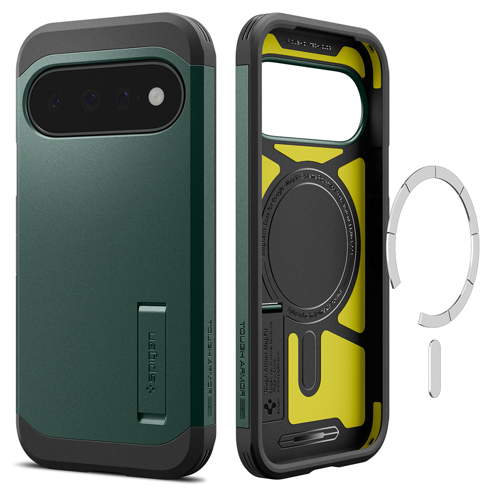 Custodia MagSafe per Google Pixel 11, Spigen, Tough Armor, Verde ACS11854