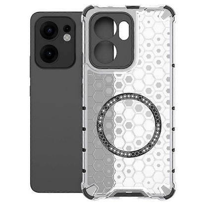 Custodia MagSafe per Oppo Reno13 FS 5G / Reno13 F 4G / Reno13 F, Techsuit, HoneyComb Shield, Bianca