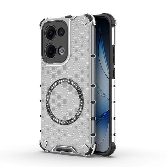 Custodia MagSafe per Oppo Reno13, Techsuit, HoneyComb Shield, Bianca