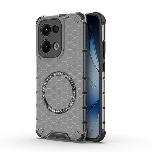 Custodia MagSafe per Oppo Reno13, Techsuit, HoneyComb Shield, Nera