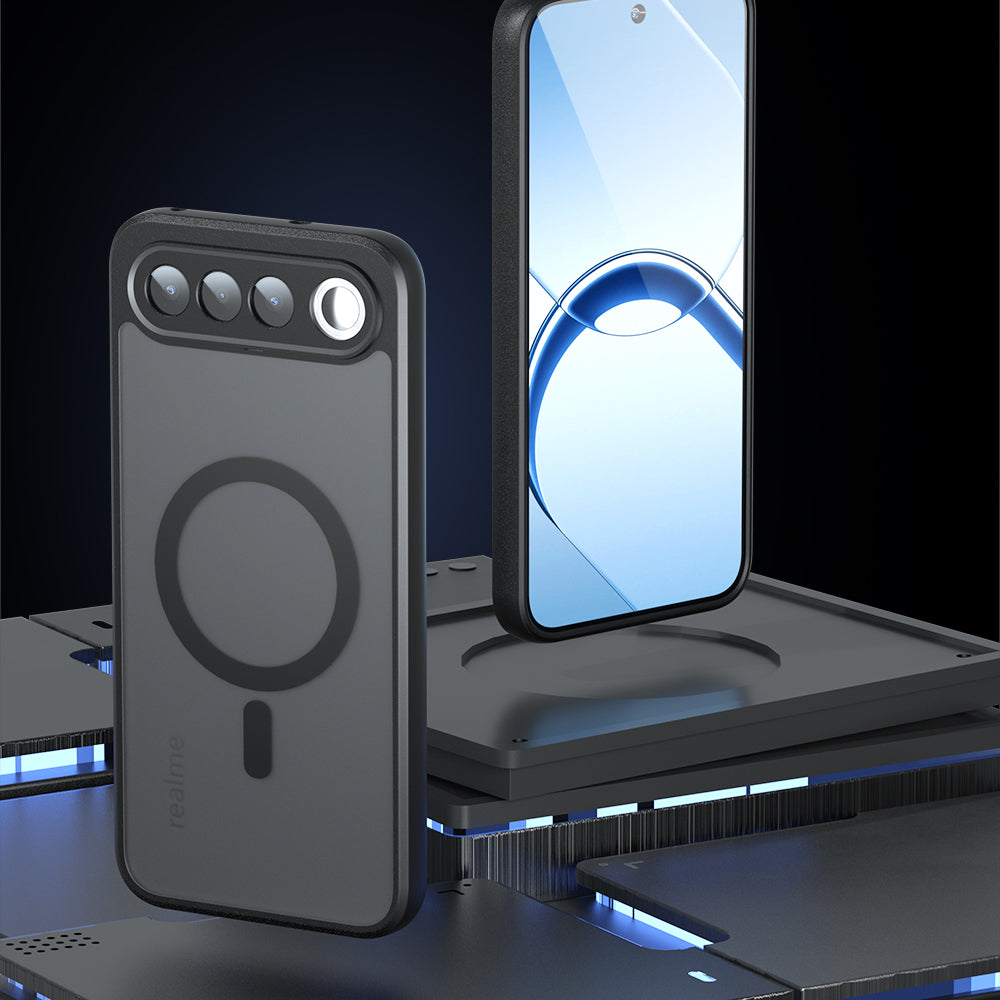 Custodia MagSafe per Realme 16, Techsuit, PureFrost, Nero Satinato