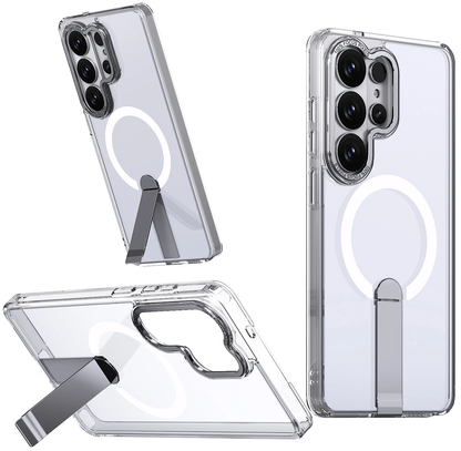 Custodia MagSafe per Samsung Galaxy S26 Ultra S948, Hybrid Armor, X con Supporto, Trasparente