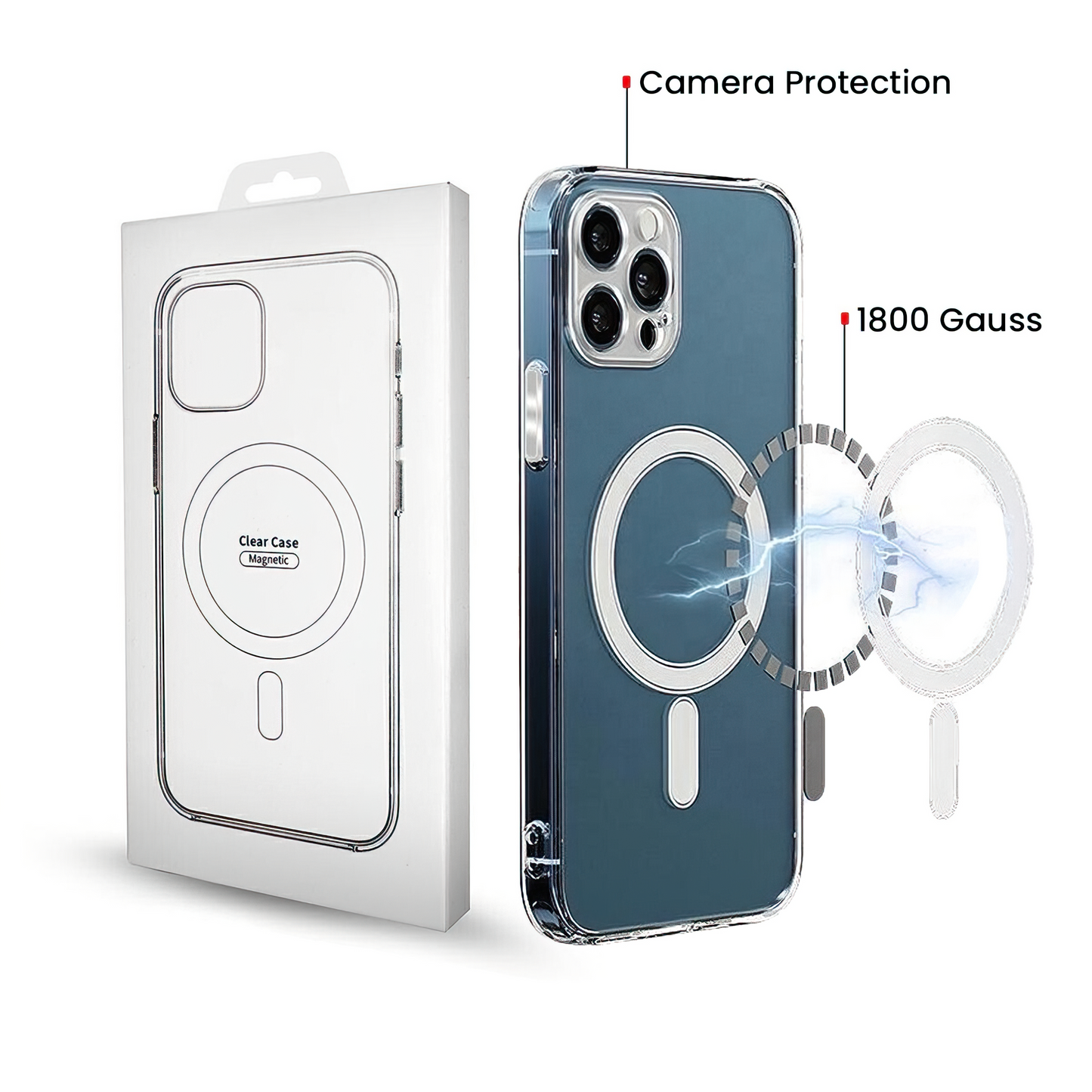 Custodia MagSafe per Samsung Galaxy A57 5G, OEM, 1800 Gauss, Trasparente