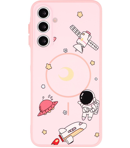 Custodia MagSafe per Samsung Galaxy A16 5G A166 / A16 4G A165, OEM, Astronauta Cartoon, Rosa