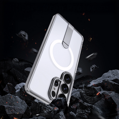 Custodia MagSafe per Samsung Galaxy S26 Ultra S948, Hybrid Armor, X con Supporto, Trasparente