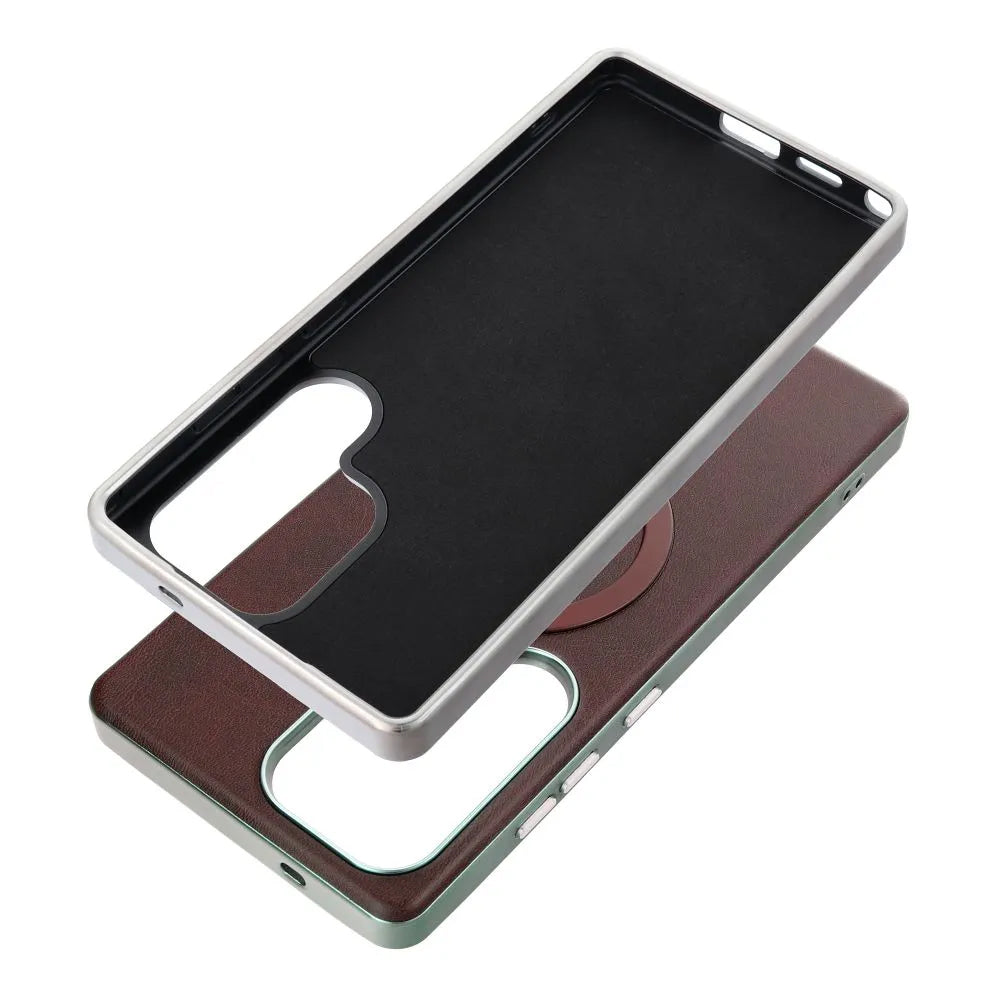 Custodia MagSafe per Samsung Galaxy A56 A566, OEM, Gentleman Mag, Marrone
