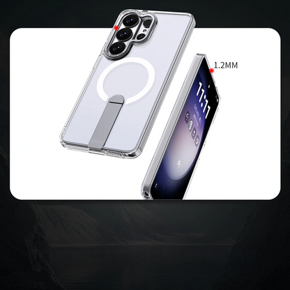 Custodia MagSafe per Samsung Galaxy S26 S942, Hybrid Armor, X con Supporto, Trasparente
