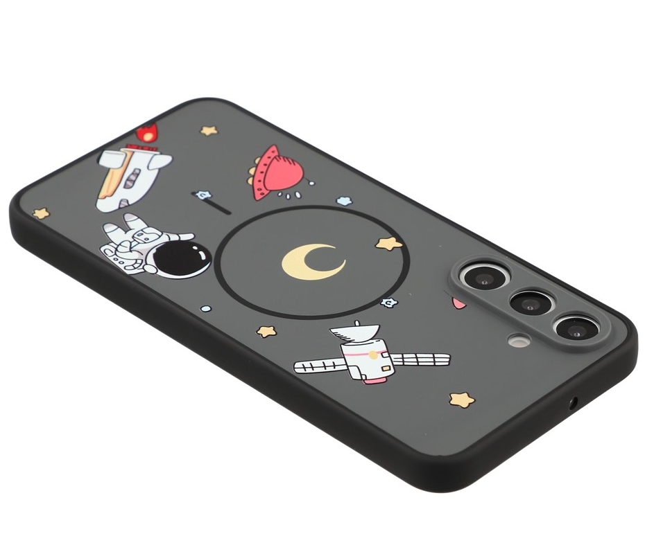 Custodia MagSafe per Samsung Galaxy S25 Ultra S938, OEM, Astronauta Cartoon, Nera