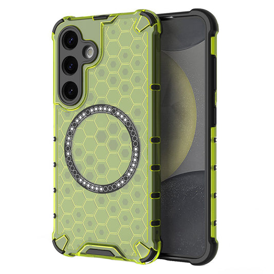 Custodia MagSafe per Samsung Galaxy S25 S931, Techsuit, HoneyComb Shield, Verde