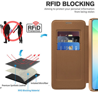 Custodia MagSafe per Samsung Galaxy A06 A065, Techsuit, SmartMag Book, Marrone