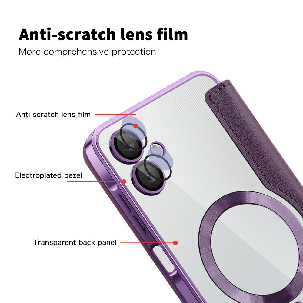 Custodia MagSafe per Samsung Galaxy A06 A065, Techsuit, SmartMag Book, Viola