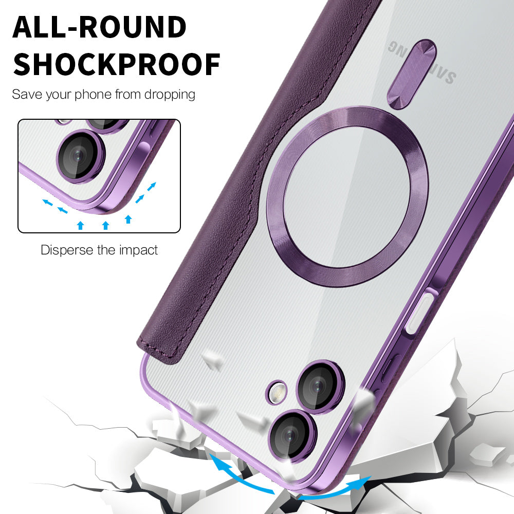 Custodia MagSafe per Samsung Galaxy A06 A065, Techsuit, SmartMag Book, Viola