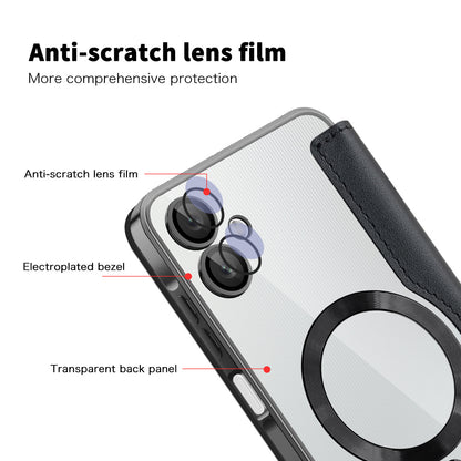 Custodia MagSafe per Samsung Galaxy A06 A065, Techsuit, SmartMag Book, Nera