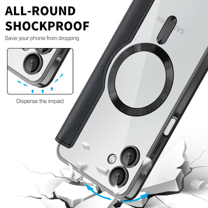 Custodia MagSafe per Samsung Galaxy A06 A065, Techsuit, SmartMag Book, Nera
