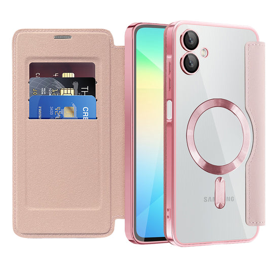 Custodia MagSafe per Samsung Galaxy A06 A065, Techsuit, SmartMag Book, Rosa
