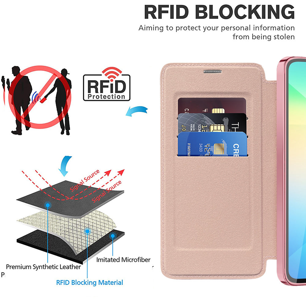 Custodia MagSafe per Samsung Galaxy A06 A065, Techsuit, SmartMag Book, Rosa