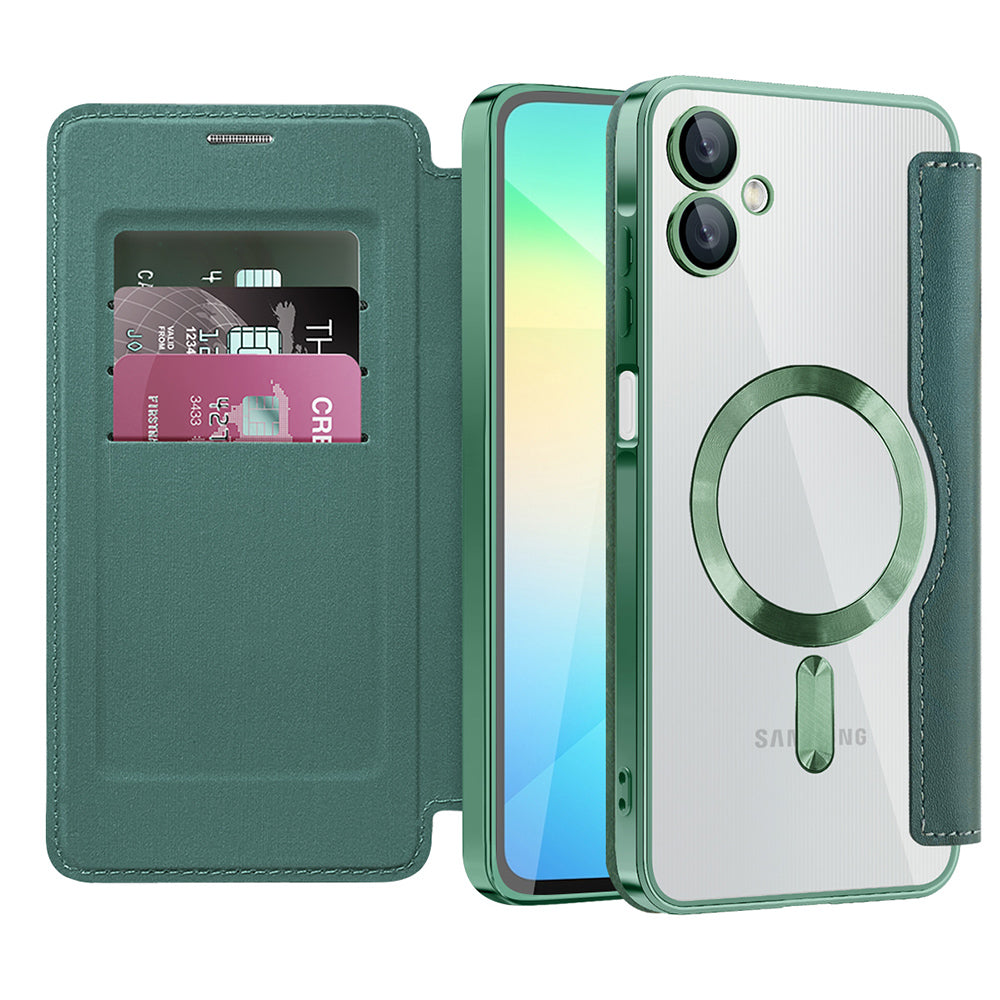 Custodia MagSafe per Samsung Galaxy A06 A065, Techsuit, SmartMag Book, Verde