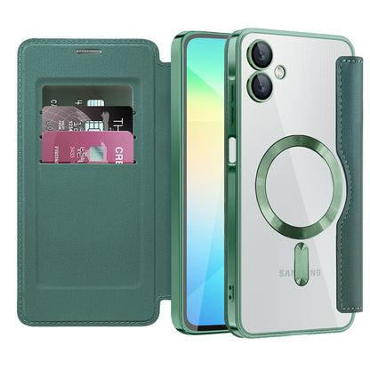 Custodia MagSafe per Samsung Galaxy A06 A065, Techsuit, SmartMag Book, Verde