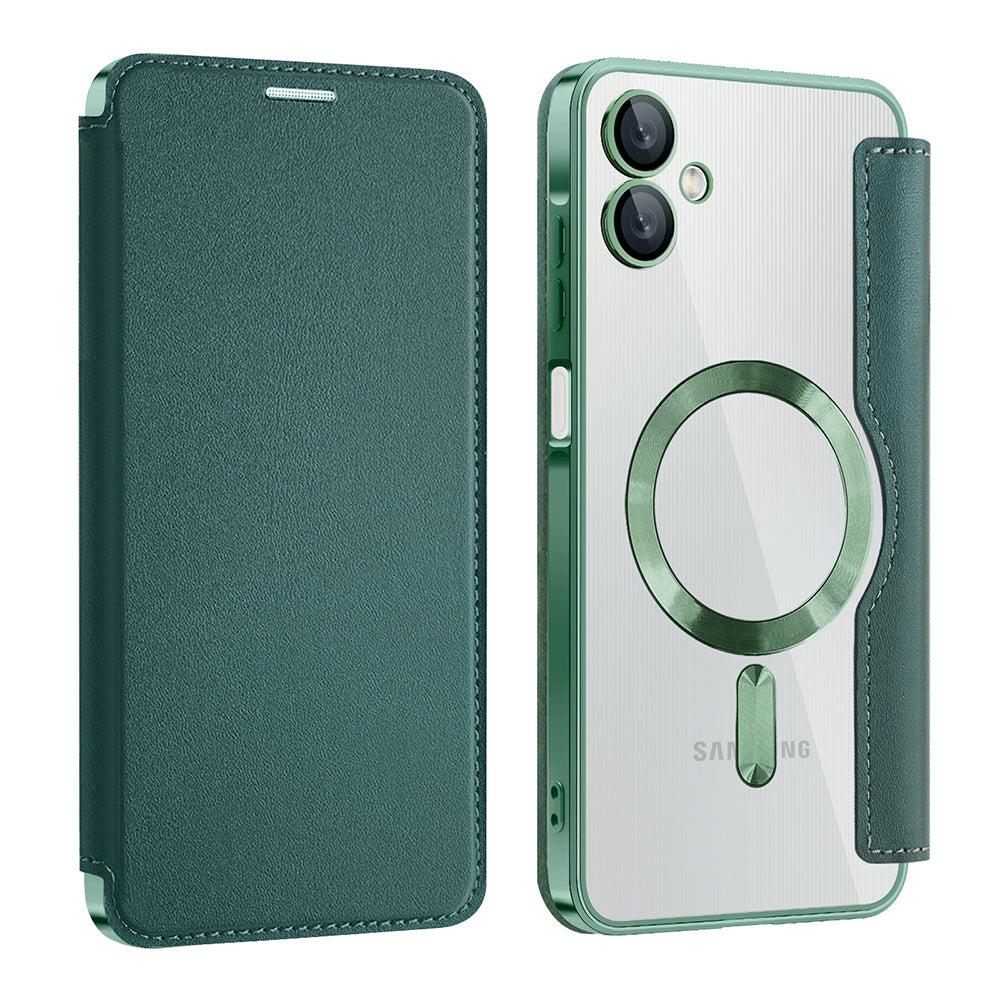 Custodia MagSafe per Samsung Galaxy A06 A065, Techsuit, SmartMag Book, Verde