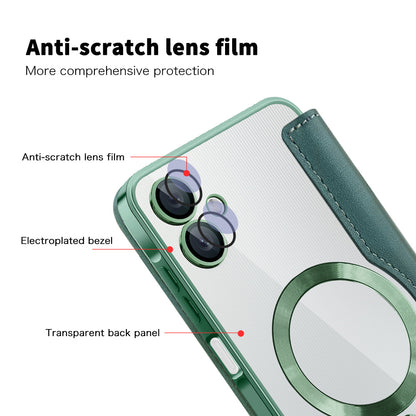 Custodia MagSafe per Samsung Galaxy A06 A065, Techsuit, SmartMag Book, Verde
