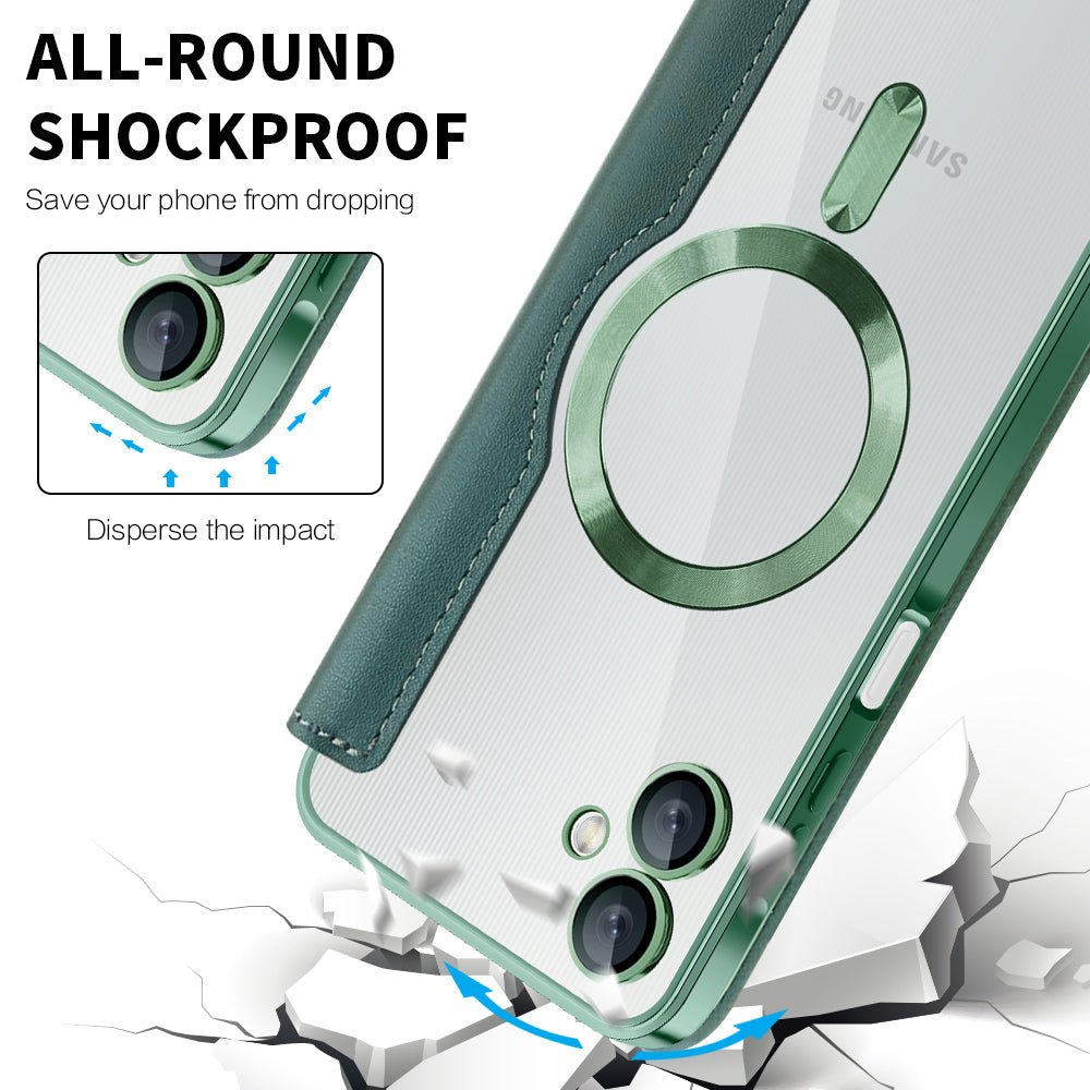 Custodia MagSafe per Samsung Galaxy A06 A065, Techsuit, SmartMag Book, Verde