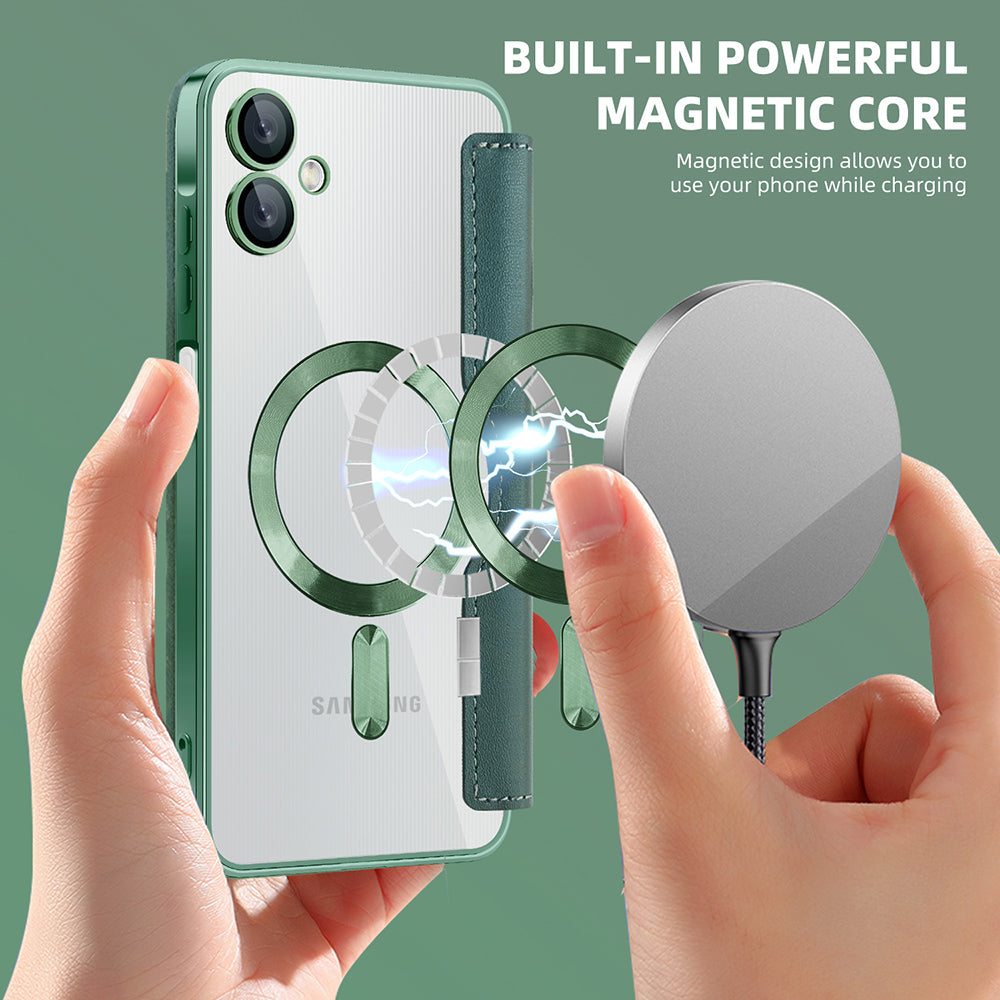 Custodia MagSafe per Samsung Galaxy A06 A065, Techsuit, SmartMag Book, Verde