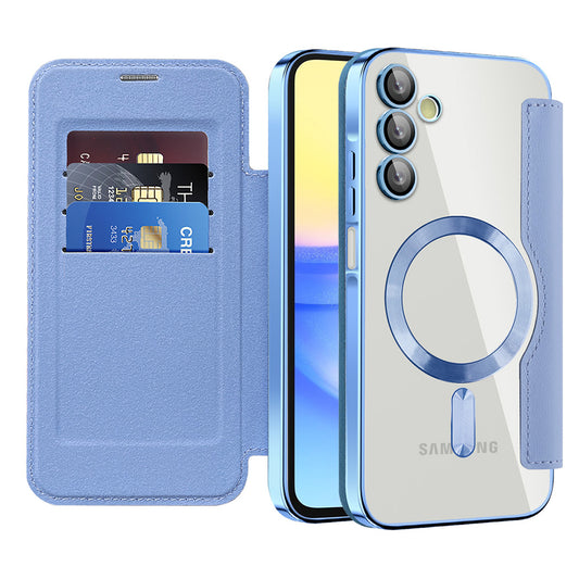 Custodia MagSafe per Samsung Galaxy A15 5G A156 / A15 A155, Techsuit, SmartMag Book, Blu