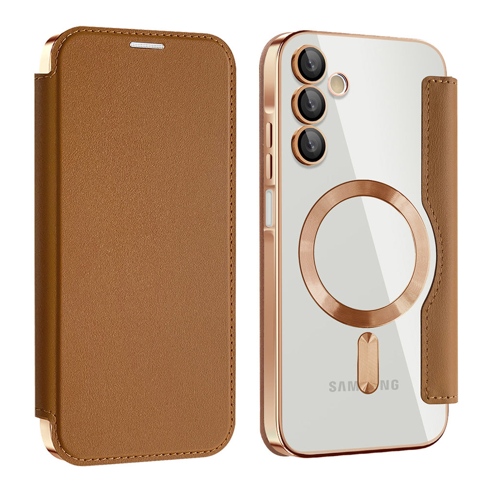 Custodia MagSafe per Samsung Galaxy A15 5G A156 / A15 A155, Techsuit, SmartMag Book, Marrone