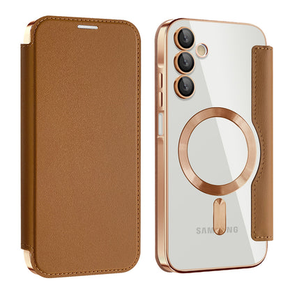 Custodia MagSafe per Samsung Galaxy A15 5G A156 / A15 A155, Techsuit, SmartMag Book, Marrone