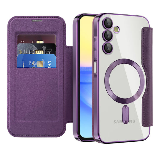 Custodia MagSafe per Samsung Galaxy A15 5G A156 / A15 A155, Techsuit, SmartMag Book, Viola