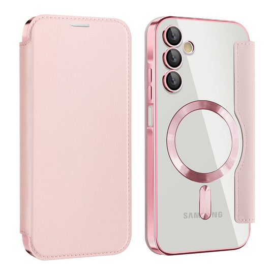 Custodia MagSafe per Samsung Galaxy A15 5G A156 / A15 A155, Techsuit, SmartMag Book, Rosa