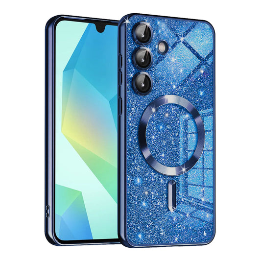 Custodia MagSafe per Samsung Galaxy A16 5G A166 / A16 4G A165, Techsuit, Luxury Glitter, Blu Scuro