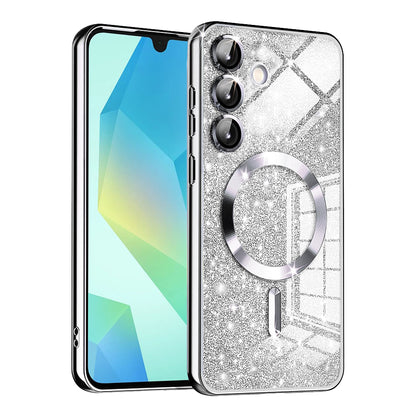 Custodia MagSafe per Samsung Galaxy A16 5G A166 / A16 4G A165, Techsuit, Luxury Glitter, Argento