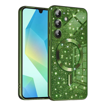 Custodia MagSafe per Samsung Galaxy A16 5G A166 / A16 4G A165, Techsuit, Luxury Glitter, Verde Scuro