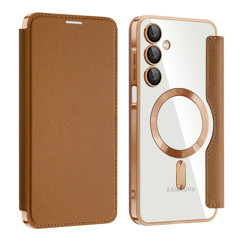 Custodia MagSafe per Samsung Galaxy A16 5G A166 / A16 4G A165, Techsuit, SmartMag Book, Marrone