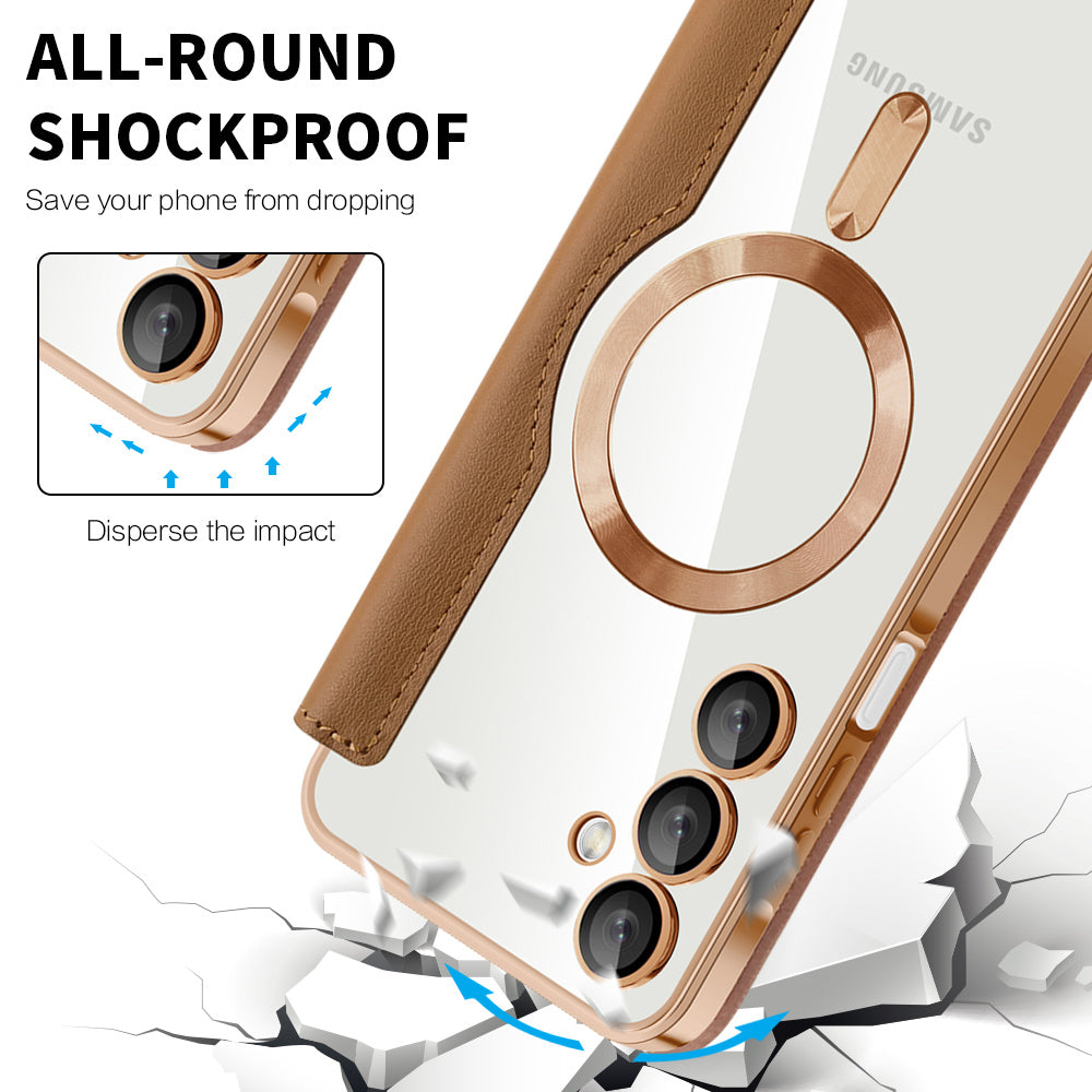 Custodia MagSafe per Samsung Galaxy A16 5G A166 / A16 4G A165, Techsuit, SmartMag Book, Marrone