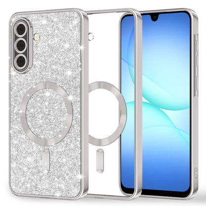 Custodia MagSafe per Samsung Galaxy A17 4G / A17 5G, Techsuit, Luxury Glitter, Argento