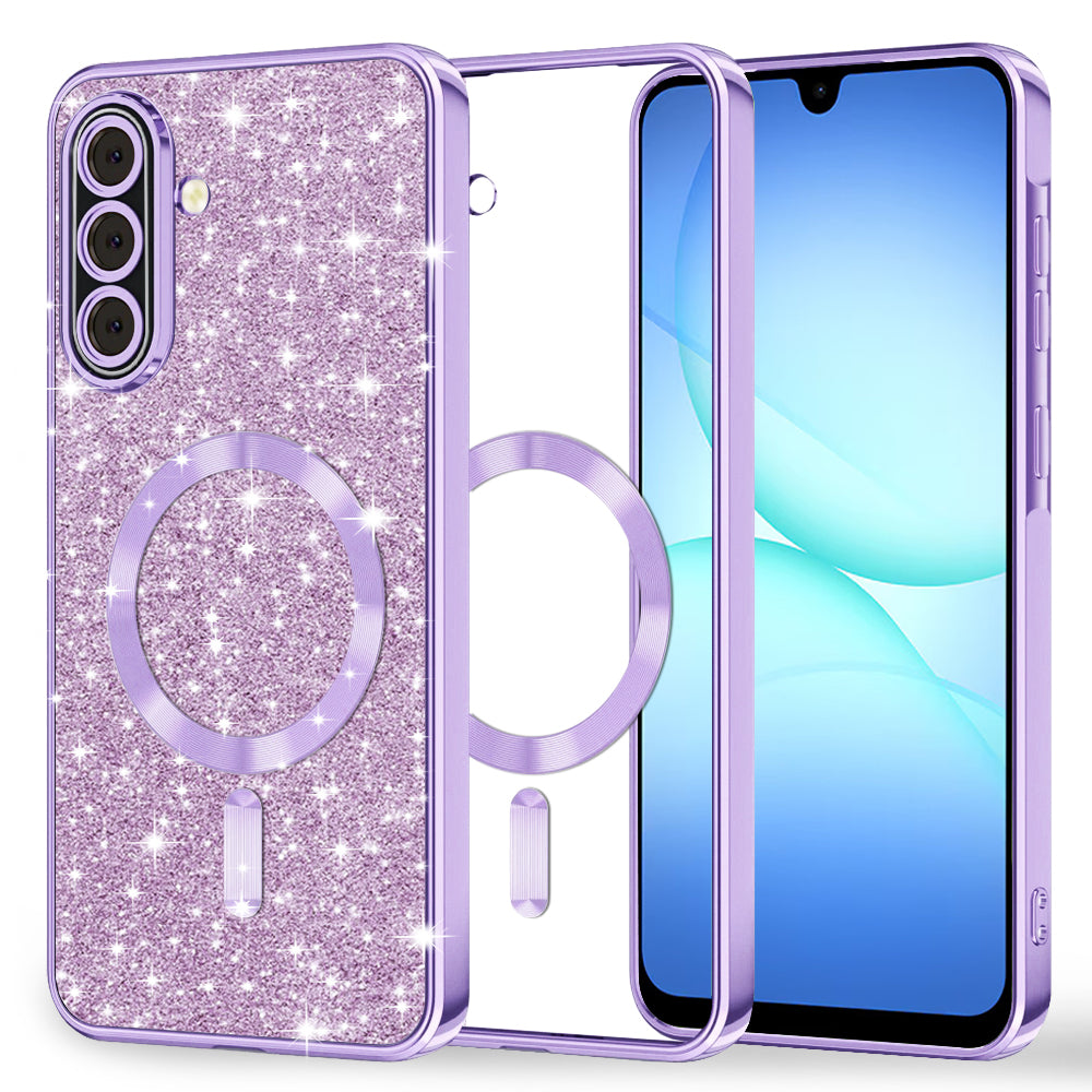 Custodia MagSafe per Samsung Galaxy A17 4G / A17 5G, Techsuit, Luxury Glitter, Viola Chiaro