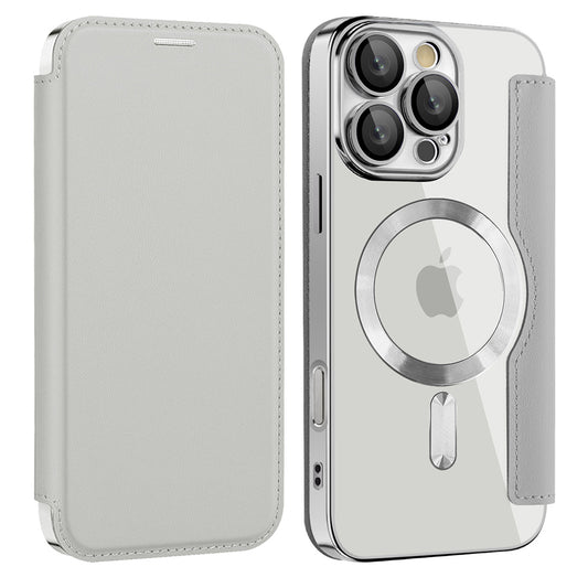 Custodia MagSafe per Samsung Galaxy A17 5G, Techsuit, SmartMag Book, Grigio