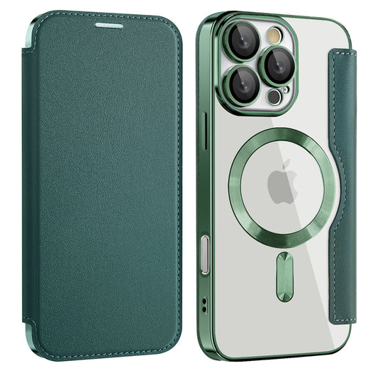 Custodia MagSafe per Samsung Galaxy A17 5G, Techsuit, SmartMag Book, Verde