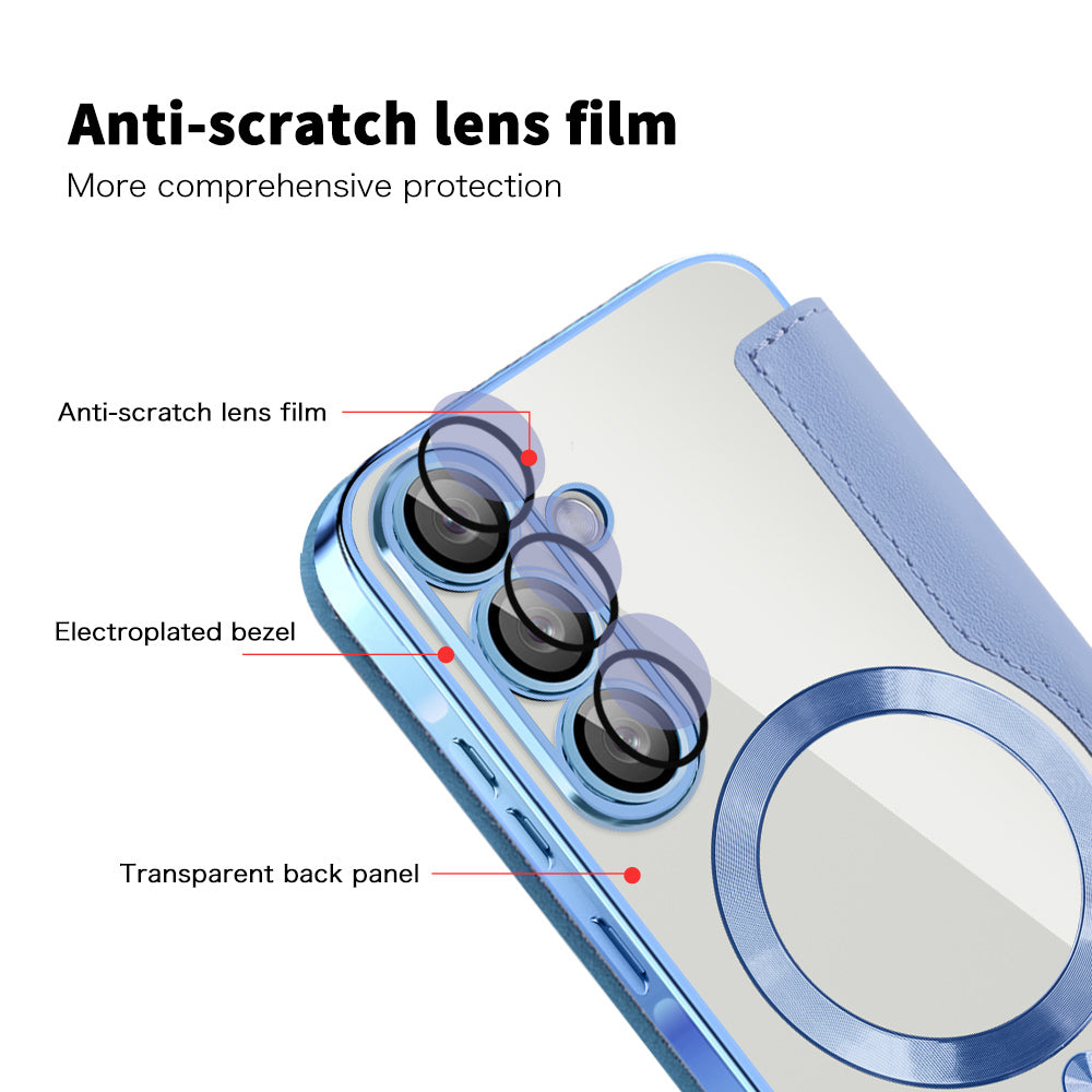 Custodia MagSafe per Samsung Galaxy A26 A266, Techsuit, SmartMag Book, Blu