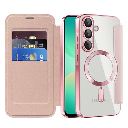 Custodia MagSafe per Samsung Galaxy A26 A266, Techsuit, SmartMag Book, Rosa