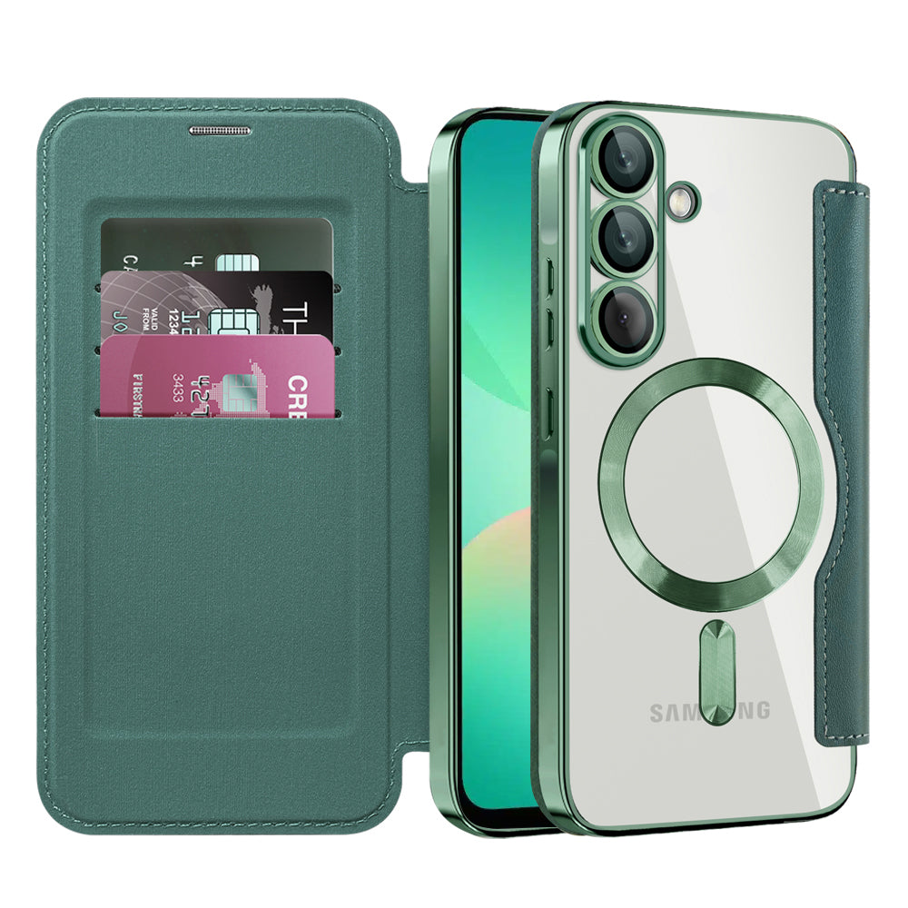 Custodia MagSafe per Samsung Galaxy A26 A266, Techsuit, SmartMag Book, Verde