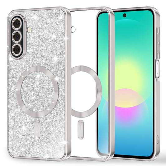 Custodia MagSafe per Samsung Galaxy A27 5G, Techsuit, Luxury Glitter, Argento