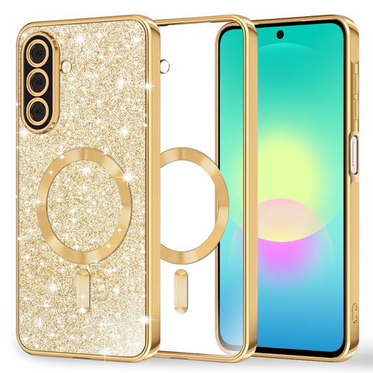 Custodia MagSafe per Samsung Galaxy A27 5G, Techsuit, Luxury Glitter, Dorata