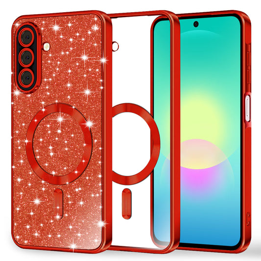 Custodia MagSafe per Samsung Galaxy A27 5G, Techsuit, Luxury Glitter, Rossa