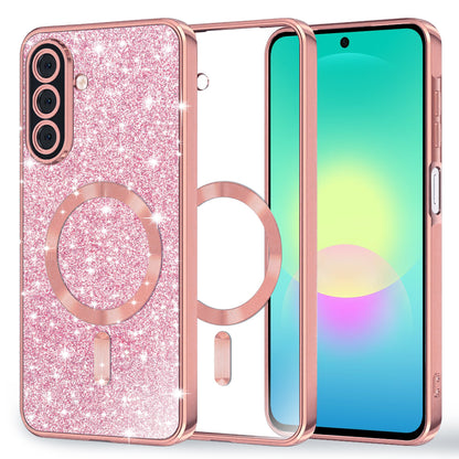 Custodia MagSafe per Samsung Galaxy A27 5G, Techsuit, Luxury Glitter, Rosa Dorato