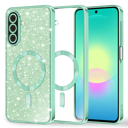 Custodia MagSafe per Samsung Galaxy A27 5G, Techsuit, Luxury Glitter, Verde Chiaro