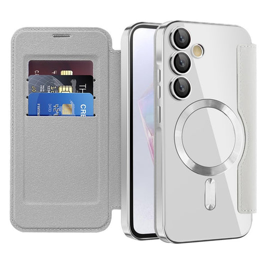 Custodia MagSafe per Samsung Galaxy A35 5G A356, Techsuit, SmartMag Book, Grigio
